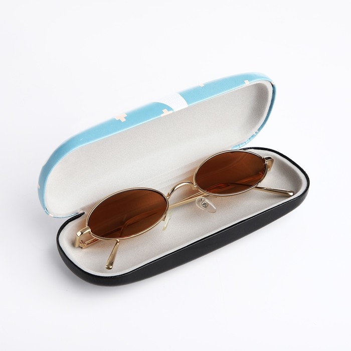 Футляр для очков на хлопушке, длина 16 см, цвет голубой Футляр для очков на хлопушке, длина 16 см, цвет голубой