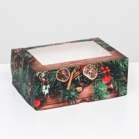 Новый год. Коробка для 6 капкейков с окном "Подарок для тебя", 25 х 17 х 10 см, упаковка