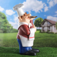 Садовая фигура "Шеф-повар с подносом" 15х36х62см Садовая фигура "Шеф-повар с подносом" 15х36х62см