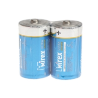 Батарейка алкалиновая Mirex, C, LR14-2S, 1.5В, спайка, 2 шт. Батарейка алкалиновая Mirex, C, LR14-2S, 1.5В, спайка, 2 шт.