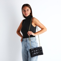 Сумка-клатч на молнии, длинная цепь, цвет чёрный