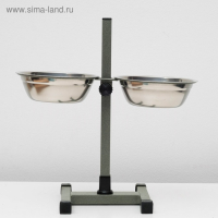 Подставка с мисками, 2 х 700 мл, высота 40 см, разборная, зелёная