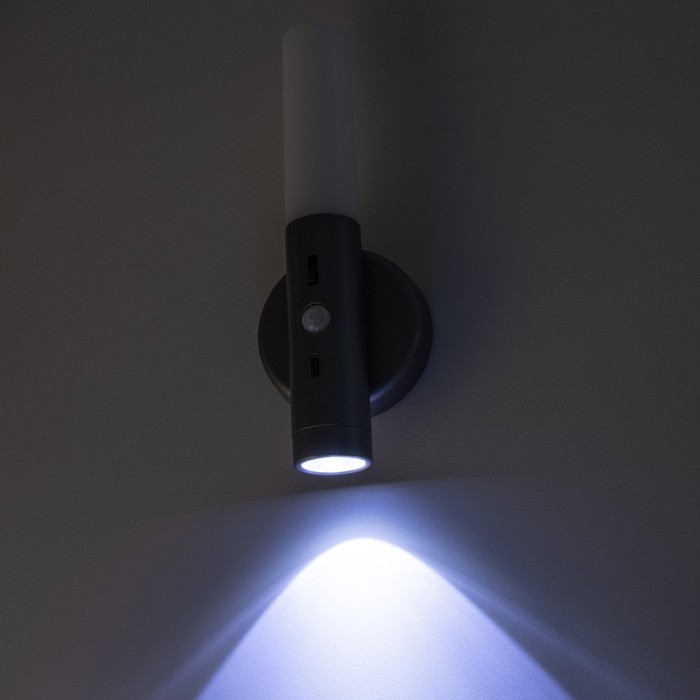 Бра с датчиком движения Бра с датчиком движения "Юник" LED 3000/7000K USB АКБ серебро 7х3х20 см