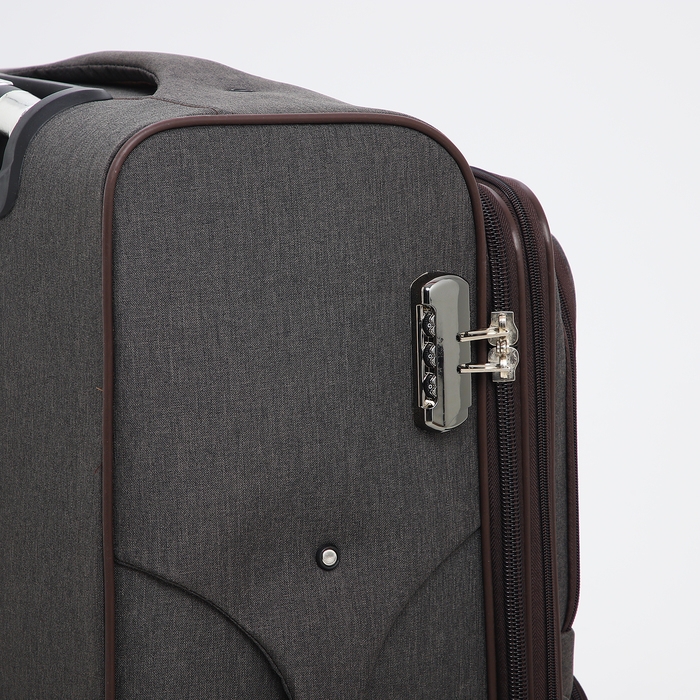 Чемодан большой 95 л (L), отдел на молнии, с расширением, кодовый замок, 3 колеса, 2 наружных кармана, цвет коричневый Чемодан большой 95 л (L), отдел на молнии, с расширением, кодовый замок, 3 колеса, 2 наружных кармана, цвет коричневый