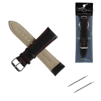 Ремешок для часов "Соломон" 24 мм, натуральная кожа, l-20 см, черный Ремешок для часов "Соломон" 24 мм, натуральная кожа, l-20 см, черный