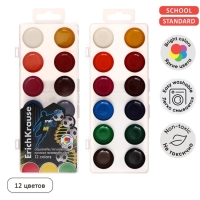 Акварель 12 цветов, ErichKrause Sport DNA, без кисти, пластиковая коробка, европодвес