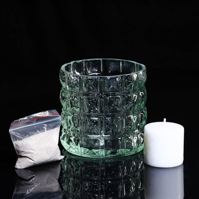 Ваза-подсвечник "Авиньон" с белой свечой, 11,8х11,5 см, стекло