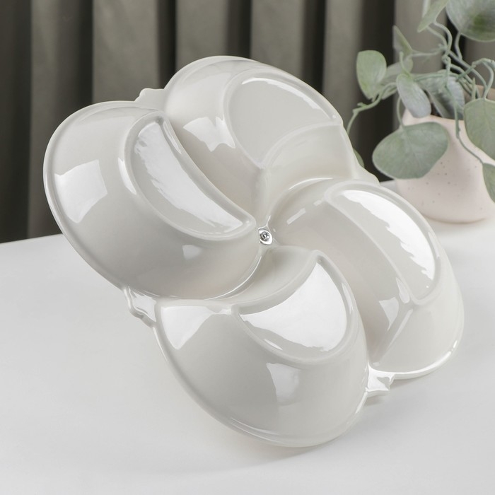 Менажница керамическая 4 ячейки &laquo;Богема&raquo;, 25,5&times;4 см, цвет белый