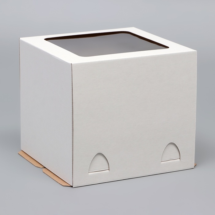 Коробка под торт, с окном, без ручек, белая, 24 х 24 х 22 см Коробка под торт, с окном, без ручек, белая, 24 х 24 х 22 см