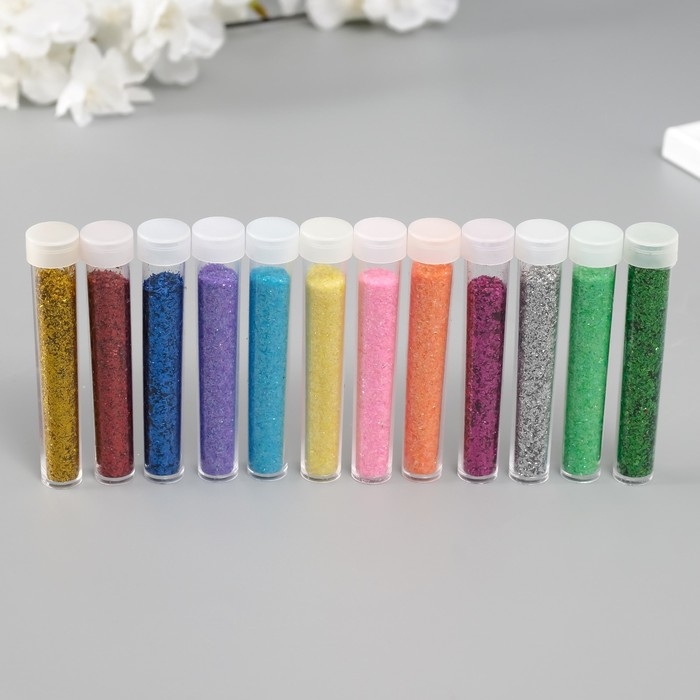 Глиттер для творчества "Перламутр" набор 12 шт 1,4х9х36 см