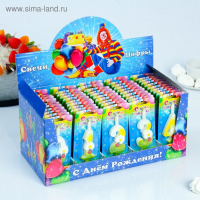 Шоу-бокс со свечами для торта цифры "Ромашки", 10,2 см, 50 штук