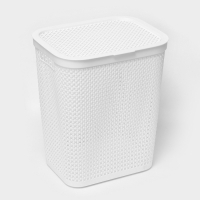 Корзина бельевая с крышкой &laquo;Пирула&raquo;, 55 л, 42&times;34&times;54 см, цвет белый