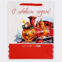 Новый год. Пакет подарочный новогодний ламинированный &laquo;Новогодний поезд&raquo;, L 31 х 40 х 11.5 см, Новый год