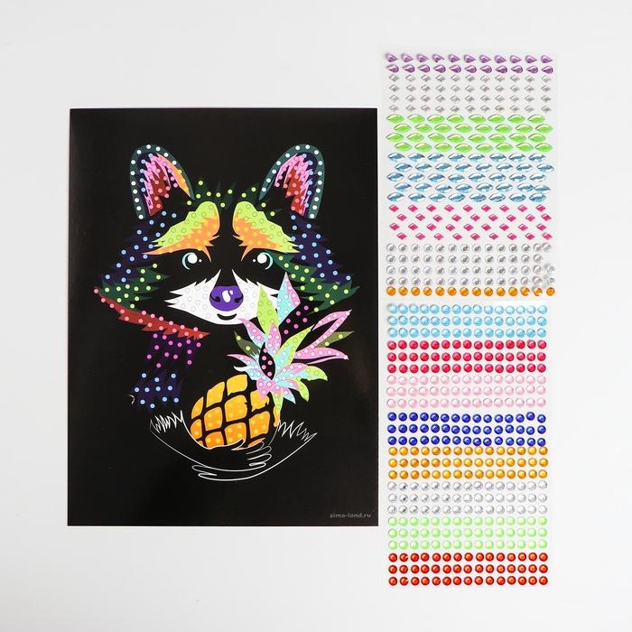 Мозаика стразами &laquo;Енот с ананасом&raquo;