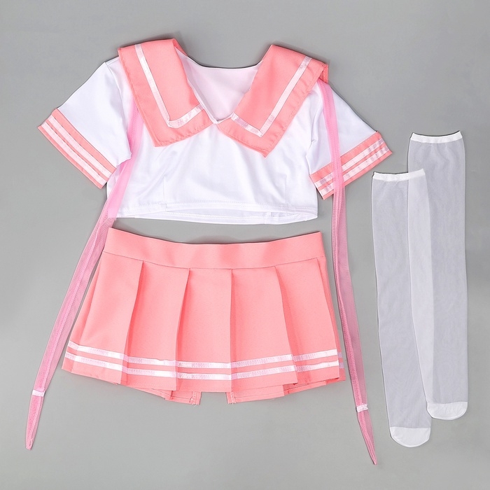 Карнавальный набор &laquo;Каваи тян&raquo;: топ, юбка на липучке, чулки, р-р 38-46, цвет розовый