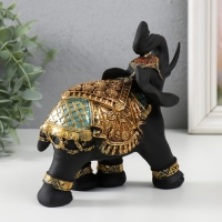 Сувенир полистоун "Чёрный слон в золотой богатой попоне" МИКС 14х8.5х17 см