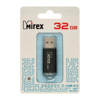Флешка Mirex UNIT BLACK, 32 Гб, USB2.0, чт до 25 Мб/с, зап до 15 Мб/с, черная