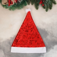 Колпак новогодний "Морозный узор" 28х36 см, красный Колпак новогодний "Морозный узор" 28х36 см, красный