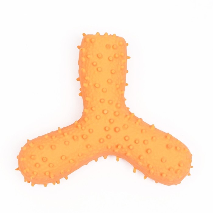 Игрушка пищащая для собак из латекса Игрушка пищащая для собак из латекса "Бумеранг", 12 см, жёлтая