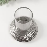 Подсвечник керамика, стекло на 1 свечу "Верна" d=8 см серебро 14,5х14,5х17,5 см