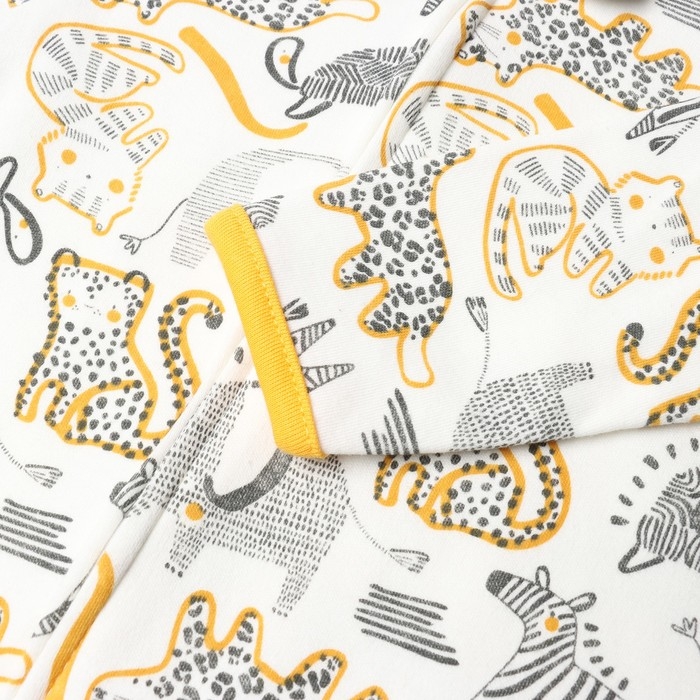 Комбинезон детский (3 шт.), цвет оранжевый/леопард/белый, рост 74 см