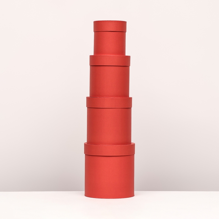 Набор шляпных коробок  4 в 1 "Красный", 20 &times; 20 ‒13 &times; 13 см