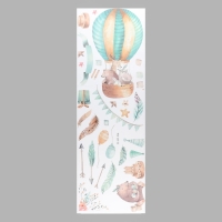 Наклейка пластик интерьерная цветная "Звери на воздушном шаре" 30х90 см