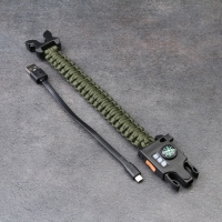 Браслет для выживания 5в1 (паракорд - 3 м, компас,свисток,огниво, фонарь), олива Браслет для выживания 5в1 (паракорд - 3 м, компас,свисток,огниво, фонарь), олива