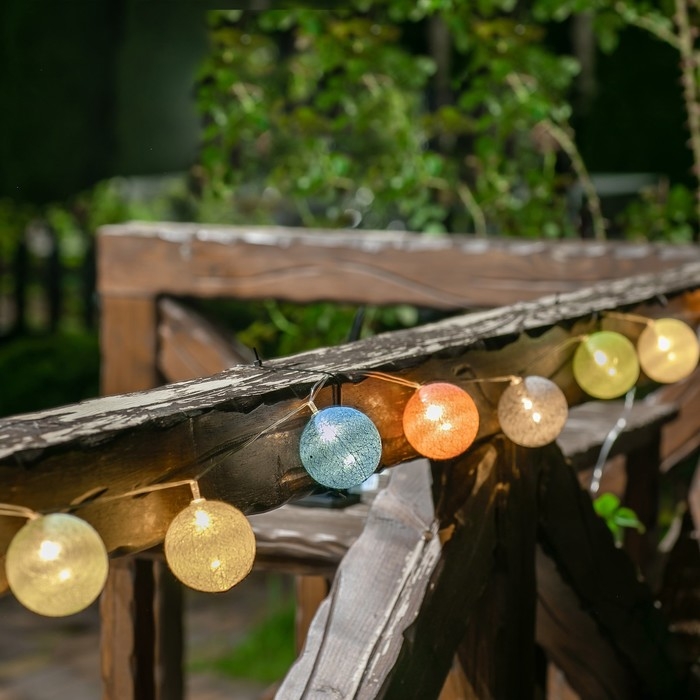 Садовая гирлянда на солнечной батарее &laquo;Клубки&raquo; Uniel, IP44, 1,8 м, теплый белый