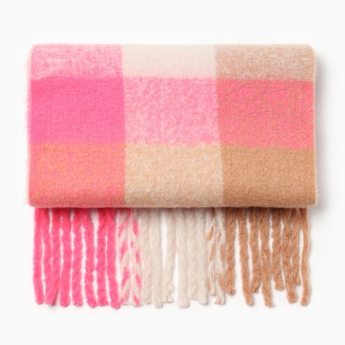 Шарф зимний объемный с кистями MINAKU клетка 210*38+18 см Шарф зимний объемный с кистями MINAKU клетка 210*38+18 см