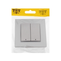 Выключатель TOT Matte Glass, 10 А, 2 кл., с подсветкой, скрытый, стекло, серебристый Выключатель TOT Matte Glass, 10 А, 2 кл., с подсветкой, скрытый, стекло, серебристый