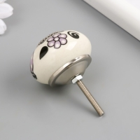 Ручка для шкатулки керамика, металл "Сиреневые цветы" 4,1х4,1х6 см