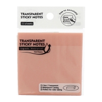 Блок с липким краем 76мм х 76мм 50л пластик прозрачный розовый перламутр