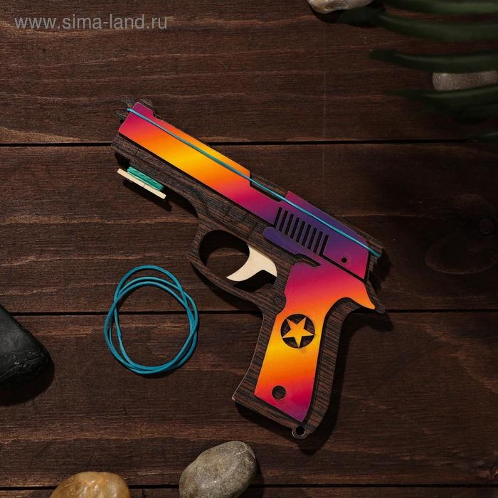 Сувенир деревянный «Резинкострел, красная звезда» + 4 резинки Сувенир деревянный «Резинкострел, красная звезда» + 4 резинки