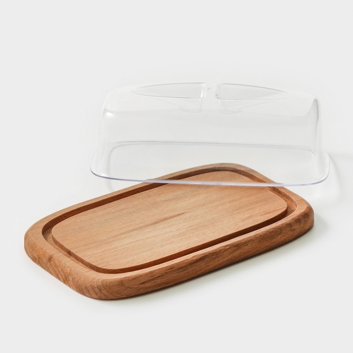 Маслёнка - сырница с крышкой Adelica, 17&times;11&times;6,5 см, бук