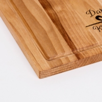 Доска разделочная "Прямая ручка" средняя (кровосток)  34х20х1,8 см