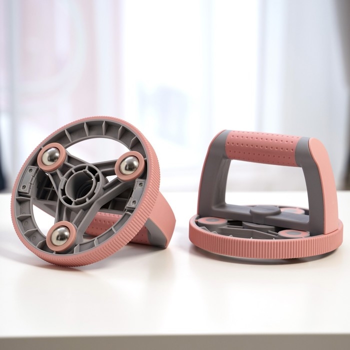 Набор для фитнеса ONLYTOP: ролик, упор для пресса, эспандер грудной, цвет розовый Набор для фитнеса ONLYTOP: ролик, упор для пресса, эспандер грудной, цвет розовый