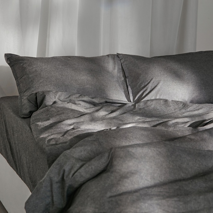 Простыня на резинке SL Home Простыня на резинке SL Home "Деним" 140*200+30 см, цв.темно-серый, 100% жатый хлопок