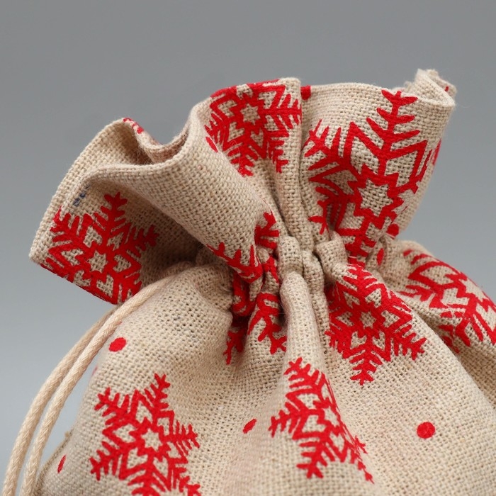 Мешочек подарочный холща &laquo;Дарю от всей души&raquo;, снежинки, холща,16 х 24 см +/- 1.5 см, Новый год