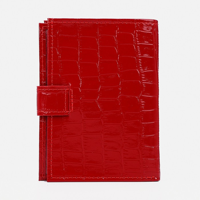 Обложка для автодокументов и паспорта на кнопке, отдел для купюр, цвет красный