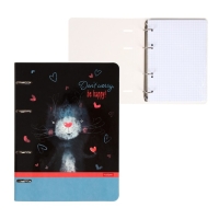 Тетрадь на 4-х кольцах, А5, 80 листов, в клетку, Be happy, обложка слим-картон, блок офсет Тетрадь на 4-х кольцах, А5, 80 листов, в клетку, Be happy, обложка слим-картон, блок офсет