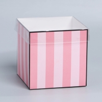 Коробка подарочная для цветов с PVC крышкой, упаковка, «Розовые полосы», 12 х 12 х 12 см Коробка подарочная для цветов с PVC крышкой, упаковка, «Розовые полосы», 12 х 12 х 12 см