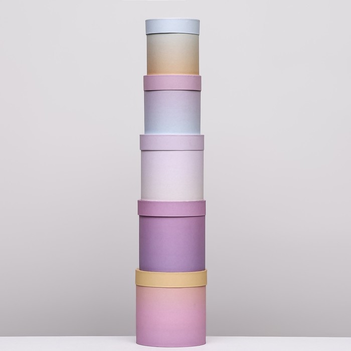 Набор круглых подарочных коробок 5 в 1 &laquo;Градиент стиля&raquo;, 20 &times; 20 &times; 20‒13,5 &times; 13,5 &times; 13,5 см