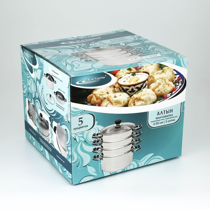 Мантоварка «Алтын», 7 л, d=30 см, 3 секции, капсульное дно, индукция Мантоварка «Алтын», 7 л, d=30 см, 3 секции, капсульное дно, индукция