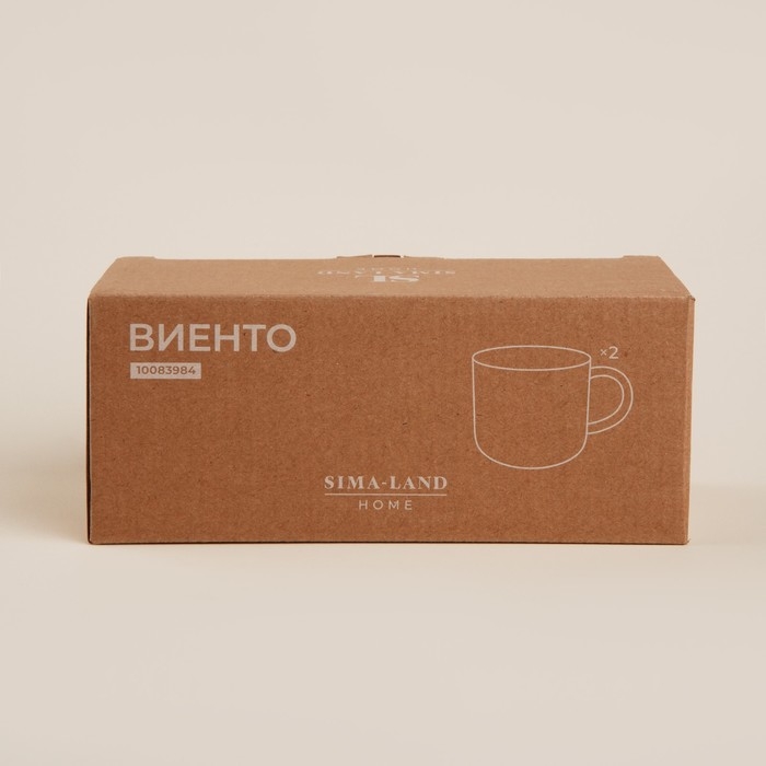 Набор кружек керамических SL Home &laquo;Виенто&raquo;, 400 мл, цвет белый