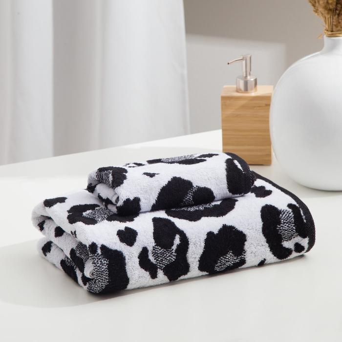 Полотенце махровое Этель ЧБ &laquo;Снежный барс&raquo;, пестроткань, 30х60 см