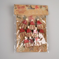 Гирлянда «Нить» 2 м роса с насадками «Прищепки-домики», IP20, серебристая нить, 20 LED, батарейки ААх2 (не в комплекте), свечение тёплое белое Гирлянда «Нить» 2 м роса с насадками «Прищепки-домики», IP20, серебристая нить, 20 LED, батарейки ААх2 (не в комплекте), свечение тёплое белое