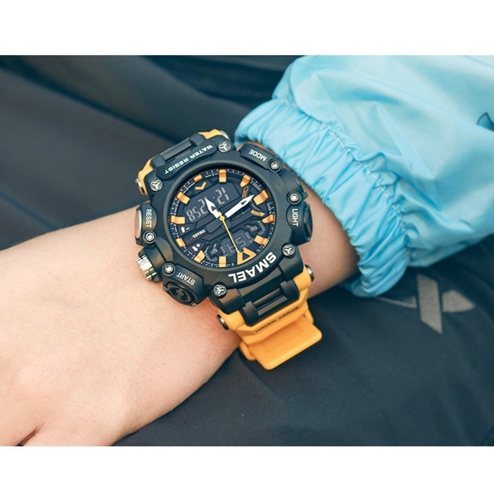 Часы наручные электронные, с будильником, d-6.1 см, ремешок l-26 см, 5 ATM, желтый ремешок Часы наручные электронные, с будильником, d-6.1 см, ремешок l-26 см, 5 ATM, желтый ремешок