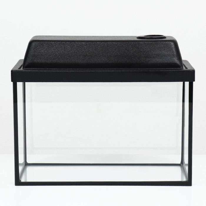 Аквариум "Прямоугольный" с крышкой, 10 литров, 32 x 15 x 21/26 см, чёрный