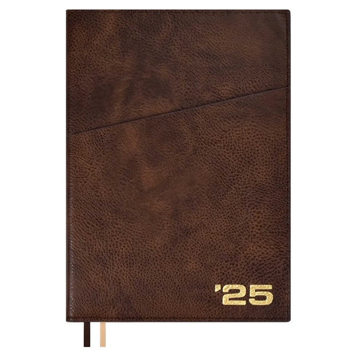 Ежедневник датир 2025г А5+ 176л ESCALADA, инт обл, иск кожа, тис ф,ляс,кр бл 80г/м2,кор-ый